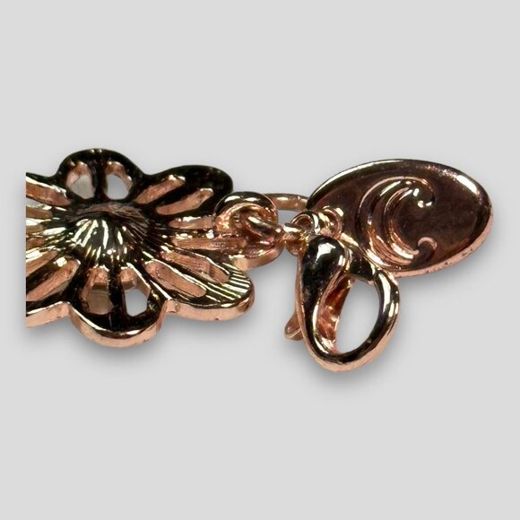 Charming Charlie Flowers & Crystals Bracelet Golden Pink Tone Mint NWOT - Picture 9 of 12